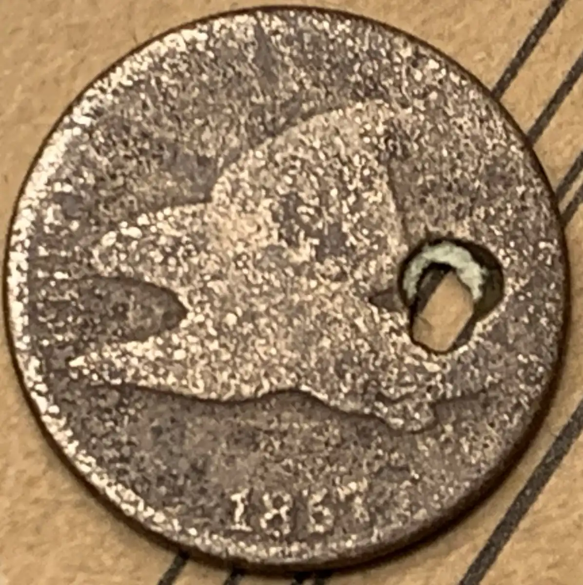 1857-Flying-Eagle-Cent-With-Hole